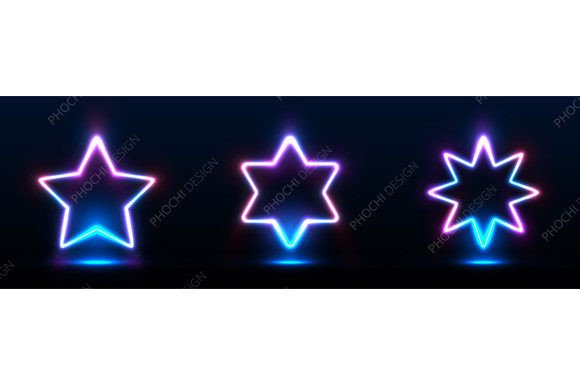 Download Set of Nightclub Sign Light Neon Stars - Club Collection