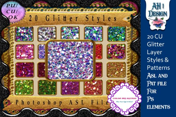 Download 20 PSE Glitter Layer Styles &amp; Patterns - Style Collection