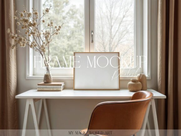 Download Light Mockup Horizontal Frame on Table - Light mockup Collection
