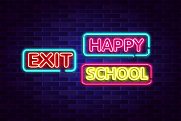 Download Neon Set Text Lettering Neon Sign Vector - Lettering Collection