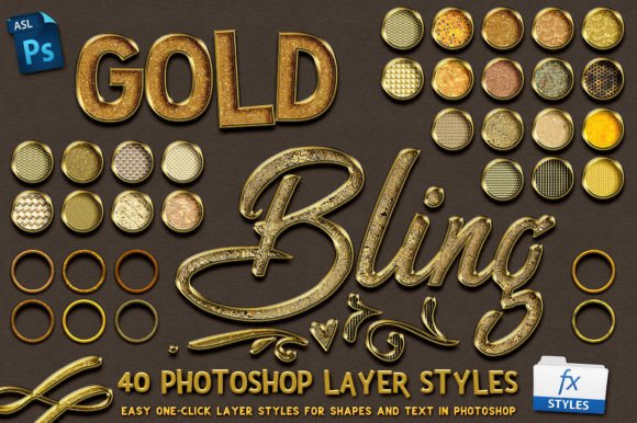 Download Gold Bling Photoshop Layer Styles - Style Collection