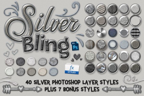 Download Silver Bling Photoshop Layer Styles - Style Collection