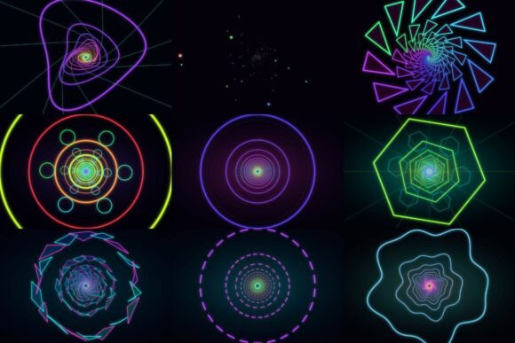 Download 60fps Geometric Neon Tunnel VJ Pack - Neon tunnel Collection