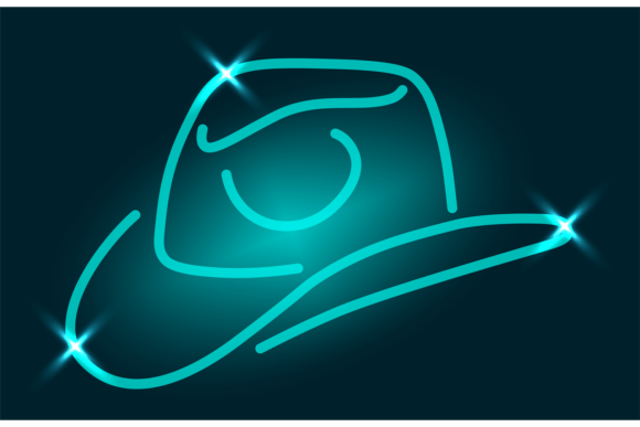 Download Cowboy Hat in Blue Neon Line Style. Bar - Style Collection