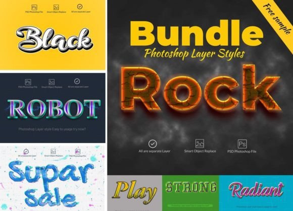 Download Bundle Photoshop Layer Styles - Style Collection